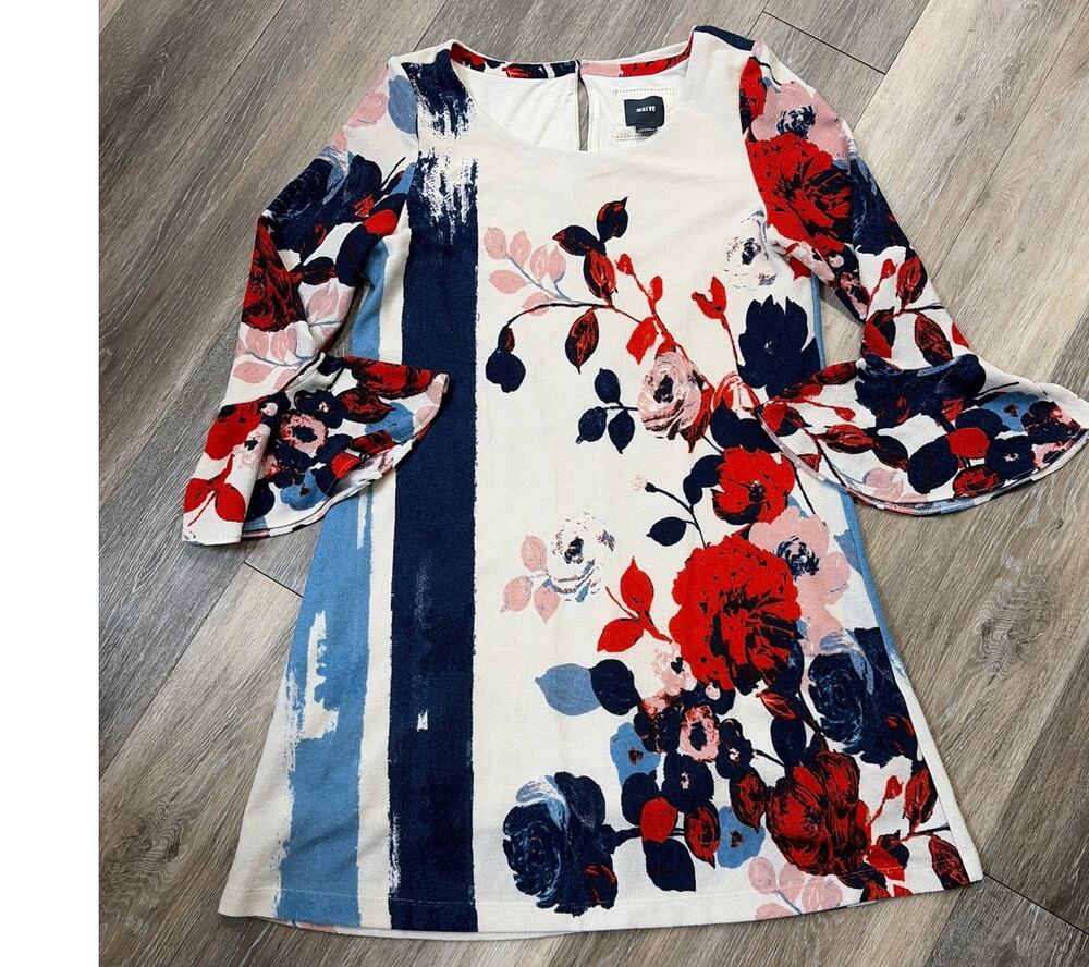 Maeve Anthropologie Floral Shift Dress Bell Sleeve Large